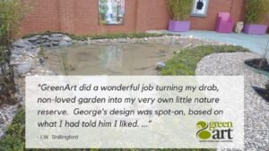 New Build Garden with wildlife pond, Garden Design and Landscaping Testimonial over the image