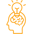 icon5 Orange icon of head with lighbulb on it
