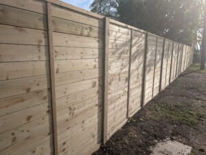 Newly built wooden fence