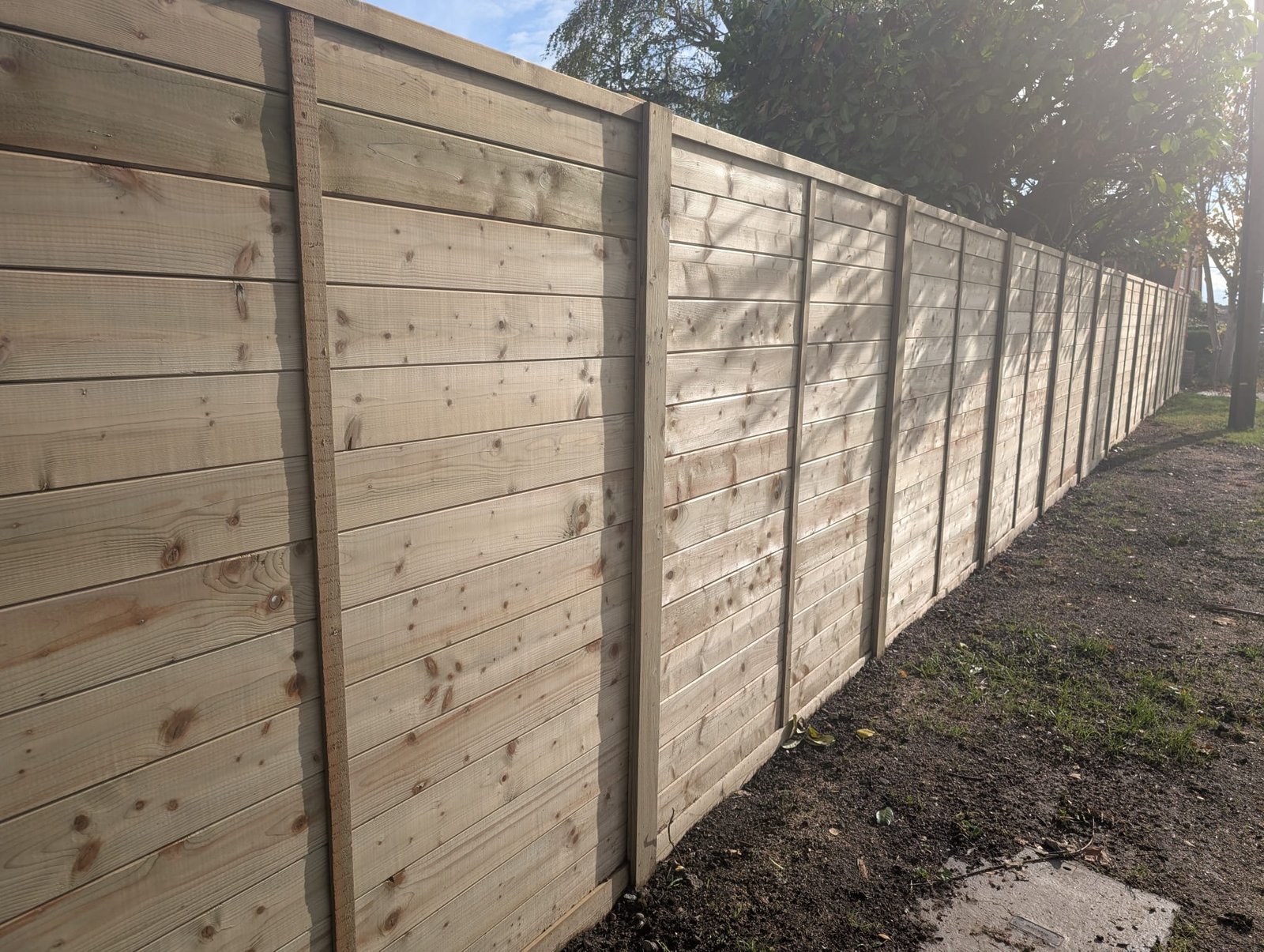 Newly built wooden fence
